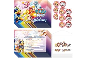 Zoriwn 12 Set Mit Paw Patrol Einladungskarten Kindergeburtstag Junge Mädchen Partyeinladungen für Paw Patrol Kindergeburtstag Einladungskarten Einladung Kindergeburtstag