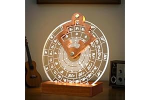 CoolGift Mart Circle of Fifths Wheel,Acryl hölzerne Akkord Rad Melodie Werkzeug mit Gitarren-Pick-Halter, Geschenk für musikalische Anfänger Musiker für musikalische Lernen und Songwriting