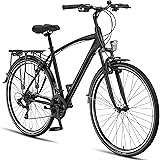 Licorne Bike - Bici da trekking, 28”, per giovani, donne e uomini, cambio a 21 marce – Life M-V-ATB, Uomo, nero/grigio, 28 in
