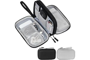 Skycase Travel Cable Organiser Bag, Electronics Accessories Organizer Bag Double-Layer Storage Bag for USB Data Cable,Earphone Wire,Power Bank,21 x 12.5 x 6.5cm Black/Grey 2 Pack