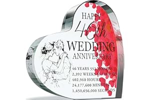 GIFTZIE 46th Anniversary Plaque Gifts for Wife Husband - Happy 46th Wedding Anniversary - I Love You Romantic Acrylic Heart Gift For Women Men, 100mm x 100mm Present For Couples Forty-Sixth Anniversaries