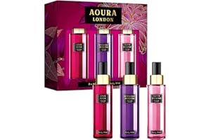 AOURA LONDON Trio Womens Body Mist Gift Set, with Midnight Passion, Love Rush, & Pretty Woman, Fragrance Spray Set (3x60ml)