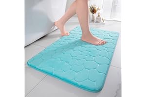 chakme - Tappeto da bagno in memory foam, assorbente per la doccia, zerbino decorativo, antiscivolo per il bagno e il soggiorno, 50 x 80 cm, verde blu