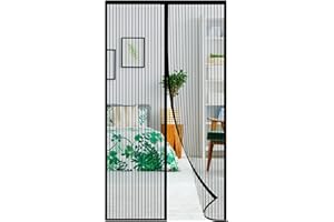 KAZATE Moustiquaire Porte Fenetre Aimantée 80x210 CM, Magnetique Rideaux Anti Mouches Noir, Rideau Anti Moustique Baie Vitree, Magnétique Moustiquaire pour Porte Sans Perçage