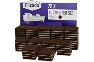 Filzada® 72x Feltrini autoadesivi - 25 x 25 mm quadrato - Marrone - Feltro per mobili professionali scivola con potere adesivo ideale