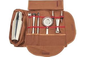 COCKTAIL7 Mallette Barman avec Accessoires de Bar Acier Inoxydable, Sacoche de Rangement pour Matériel de Bar Set Kit Cocktail Portable Voyage Mixologie (4 Couleurs Disponibles)