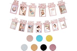 APRADAS Baby Photo Bunting Birthday Photo Banner With Newborn To 12 Months,Baby Milestone Photo Bunting Photo Banner For Recording Baby'S Growth In 12 Months