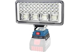 AUTOJARE Akumulatorowa lampa kompatybilna z Bosch 18 V, 90 W, bezprzewodowa lampa robocza LED, 7500 lm, 2 ustawienia jasności, lampa na plac budowy z 2 ładowaniami USB (bez baterii)