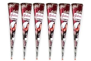 MODESH 6 Pcs Organic Henna Mehndi Cones Reddish Brown - All Natural Body Art Organic Herbal Temporary Tattoo - No Chemicals, No Dyes || Ready to Use