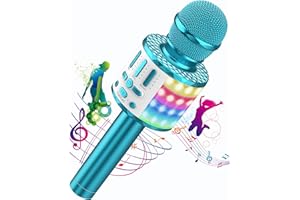 MicQutr Karaoke Mikrofon, Drahtloses Bluetooth Mikrofon Kinder mit LED, Tragbares Karaoke Maschine zum Singen, Karaoke Mädchen Jungen Spielzeug Geschenke, KTV Lautsprecher Recorder für Smartphone PC