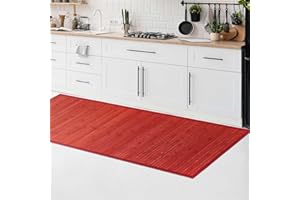 CosìCasa Tappeto Bamboo Cucina Antiscivolo | Passatoia Cucina Idrorepellente, Facile da Pulire e Realizzata con Materiali Sostenibili | Tappeto Bambu Tinta Unita (Rosso, 50 x 140 cm)