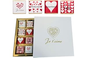 CHOCOLAT DE MARIAGE Boîte de Chocolats - Coffret de 32 Carrés de Chocolat Individuels Pour Lui Dire Je t’Aime - Chocolats au Lait et Noir à Offrir - 100% Pur Beurre de Cacao - Fabriqué en France - 160 Gr