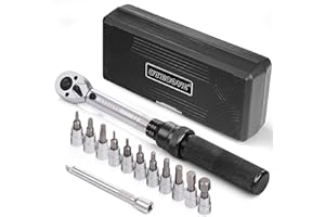 UYECOVE 1/4 Inch Torque Wrench Set 2-20 Nm, Torque Wrench 1/4 Inch-13PCS, Small Torque Wrench for Bike, MTB, Bicycle with Hex, Torx Sockets, Extension Bar