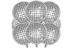 LLHAOVDXAS 8 Pcs 22Inch Silver Disco Ball Balloons, Disco Ball Balloons, 4D Large Mirror Balloons for Theme Disco Party Decorations Supplies, Disco Dance Party Supplies Birthday Party