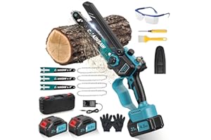 VIWKO Mini Motosega a Batteria 8000mAh, Brushless Motosega Elettrica 6 Pollici 1000W Compatibile con Batterie Makita, Sega a Batteria per Potatura con Pompetta Olio per il Taglio Del Legno e Giardini