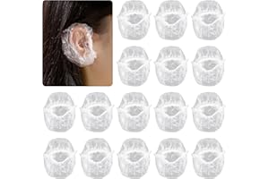 BRELET 200 Pezzi Copri Orecchie Trasparenti Monouso.Cuffie Orecchio Paraorecchie Protettive per Tinture e Cura Capelli.Paraorecchie Impermeabili Monouso con Fascia Elastica per Spa,Paraorecchie Parrucchieri