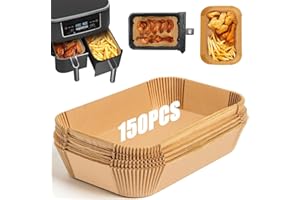 Pekimu Disposable 150PC Air Fryer Liners for Ninja AF300UK AF400UK, Salter, Tower and Other Dual Zone Air Fryer