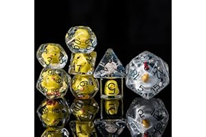 cusdie 8-Die DND Dice, Polyhedral Dice Set Filled with Animal, for Role Playing Game Dungeons and Dragons D&D Dice (8Pcs-Chicken)