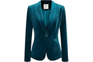 Allegra K Blazer en Velours Femme à Col Châle avec 1 Bouton Déguisement Blazer d'affaires Décontracté Veste Automne de Noël pour Femme