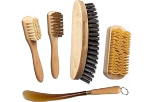 I.P.P.A. set per la pulizia e la cura delle scarpe. Spazzolino spandilucido + spazzolino per camoscio + spazzola per nabuk + spazzola grande in crine rinforzato + calzante. Ottimo per stivali emu e ugg.