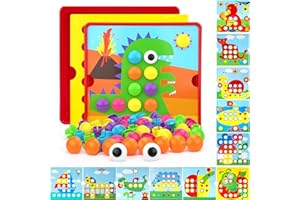 AluAbi Button Art Toys for Toddlers, Crafts Kit for Toddler Age 3-5, Early Learning Educational Toys, Color Matching Puzzle, Fine Motor Skills Game, Preschool Learning Toys Gifts for Boys & Girls 3+