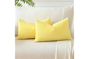 JOTOM Fodere In Velluto a coste Morbido Solido Fodere Di Cuscino Decorativo Cuscino Fodere Per Cuscini Da Letto Per La Decorazione Della Casa Per Divano Camera Da Letto 40x60 cm Set Di 2 (Giallo)