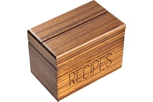 Apace Living Apace - Caja de recetas Zebrano con tarjetas y divisores - Estilo vintage de madera de 4 x 6 - Exclusivamente de la colección Premier - Se adapta a 240 tarjetas