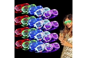 LED Shutter Sunglasses Party Pack, 10pcs 5 Colors Light Up Slatted Glasses with On Off Button, Fun Costume Eyewear for Club Disco Halloween Events