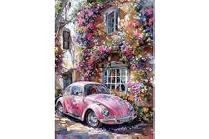 EOBROMD 5D Car Diamond Painting Kits for Adults, Full Round Drill Flowers Diamond Art Kits, Crystal Art Kits for Home Wall Decor Gifts 30x40cm