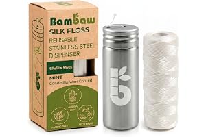 Bambaw Ekologisk tandtråd, plastfritt Candelilla vax, mint, vit, 50 m