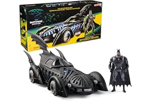 DC COMICS DC Batman Forever - Batmobile + Figurine Batman 12,7 Cm Retro Collection - Figurine Articulée - Créez Vos Propres Combats Masqués - Super Héros - Jouet À Collectionner - Jouet Enfant 4 Ans Et +