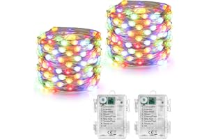 Joomer 2 Pack Luces Navidad, 5M 50 LED Luces Navidad con Pilas 8 Modos Guirnalda Luces Navidad Decoracion para Exterior Interior, Arbol de Navidad, Casa, Habitacion, Jardín, Partido(Colores)