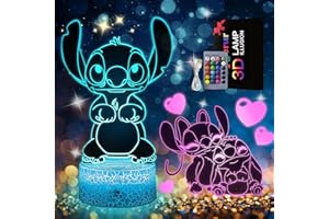 EYGERUR Stitch Gifts for Girls - Stitch Night Light (2 Patterns), 3D LED 16 Color Dimmable USB/Battery Powered Stitch Lamp with Remote Control and Smart Touch for Girls Room Decor Party Birthday Christmas
