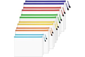 ATB-Foger 12 bolsas de plástico con cremallera de malla para documentos con cremallera de plástico para la escuela, hogar, oficina, viajes, cosméticos, 6 tamaños