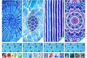 Haleey 4 Pack Microfibre Thin Lightweight Beach Towel Extra Large Oversized 180x80cm Quick Dry Sand Free Towels for Adults Travel Swim Pool Bath Beach Accessories Essentials Vacation Gifts