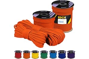 EdcX 4 mm Polyester Paracord 550 (15, 30 et 50 m) – 4 mm Type III, Corde de Parachute résistante à la déchirure pour la Survie 100% Polyester avec 7 Fils | Couleurs Unies
