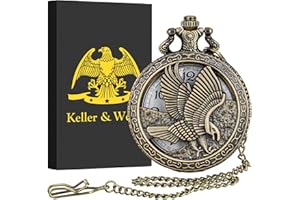 Keller & Weber Orologio da Taschino Vintage da Uomo Con Catena - Regalo per Festa del Papà, San Valentino, Compleanno - Collana per Donna
