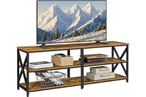 Yaheetech TV Stand for TVs up to 70 Inch, TV Unit with Open Storage Shelves, TV Cabinet for Living Room, Bedroom, Length 160 cm, Rustic Brown