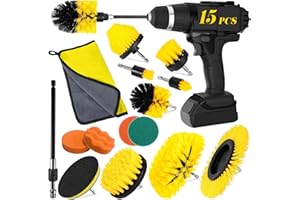 BUOAZR 15 Piezas Cepillo Taladro, Cepillo de Limpieza Electrico, Cepillo Taladro Limpieza Kit, Cepillo Llantas, Juego de Cepillos de Limpieza Adecuados para Baño, Alfombras, Azulejos, Cocina, Coche