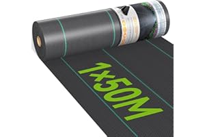 iropro Telo Pacciamatura Anti Erbacce, 1m x 50m, 50m² Telo Anti Erbacce Orto, Giardino, Tessuto Permeabile all'Acqu, Stabilizzazione ai Raggi UV,Barriere Contro Le Erbe Infestanti