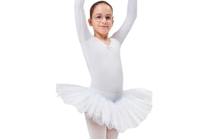 tanzmuster Ballett Tutu Mädchen - Romy - Gr. 92-170 - weiche Baumwolle - Glitzersteine - Ballettbody mit Tüllrock für Kinder