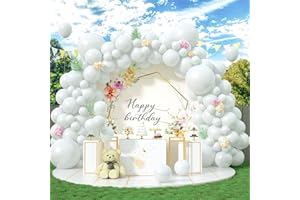FEYG 140 PCS White Balloon Arch Kit, White Balloons 5 10 12 18 Inch Balloon Garland Kit, Different Sizes Party Balloons Decorations for Birthday Party Decorations Wedding Baby Shower Decorations