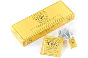 TWG Tea | Moroccan Mint Tea | Tè Verde | Foglie di Menta Verde | 15 Bustine di Tè in Cotone Cucite a Mano | Set Regalo