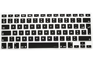 MiNGFi Protection Clavier Silicone Français AZERTY pour MacBook Pro 13" A1278/A1425/A1502(2008–2017) Air 13" A1369/A1466(2010–2017) Pro 15" A1398/A1286(2008–2015) Pro 17" A1297(2011) EU/ISO - Noir