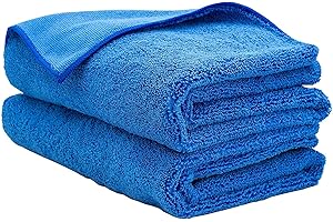 AIDEA Microfibre Drying Towel Pack of 2, Car Cleaning Cloths, Scratch-Free, Strong Water Absorption Drying Towel for Cars, SUVs, RVs, and Trucks 60 x 80 cm Blue