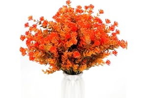 HBell 12 fiori artificiali autunnali, fiori artificiali autunnali, resistenti ai raggi UV, arbusti finti per autunno, casa, giardino, veranda, decorazione del Ringraziamento e Halloween