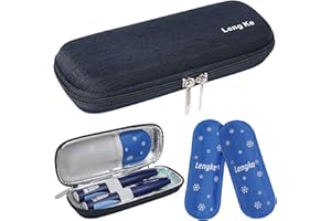 BOMKEE Insulin Pen Tasche, Insulin Kühltasche Medikamententasche für Unterwegs Diabetes Tasche für Insulin Pen, Glukose Meter mit 2 Kühlakkus