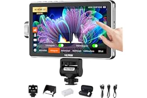 VILTROX DC-A1 2800 Nit Kamera Feld Monitor, 7 Zoll HD 1920 x 1080 IPS Touchscreen Kameramonitor mit 4K HDMI 2.0 EIN-/Ausgang, 3D LUT, Fokus-Peaking, Video-Assistent, HDR-Vollwellenform, F550 Akku
