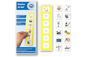 Tableau Routine Enfant Soir – Emploi du Temps/Rituel Enfant – 12 Pictogrammes Autisme Materiel Enfant – Calendrier de Planning – TDAH Enfant Outil