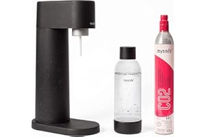 Mysoda - Kit de purification d'eau Woody - En bois composite renouvelable avec Cylindre de CO2 et bouteille en plastique Quick-Connect 1 l - Sans BPA (noir)